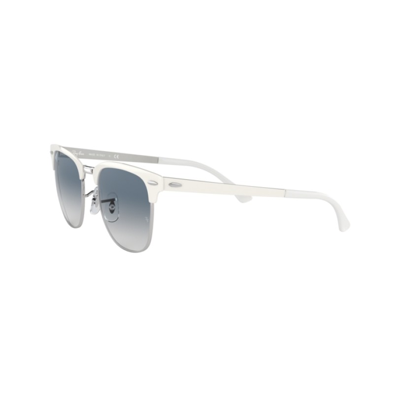 Ray-Ban RB 3716 Clubmaster Metal 90883F Argent Sur Blanc