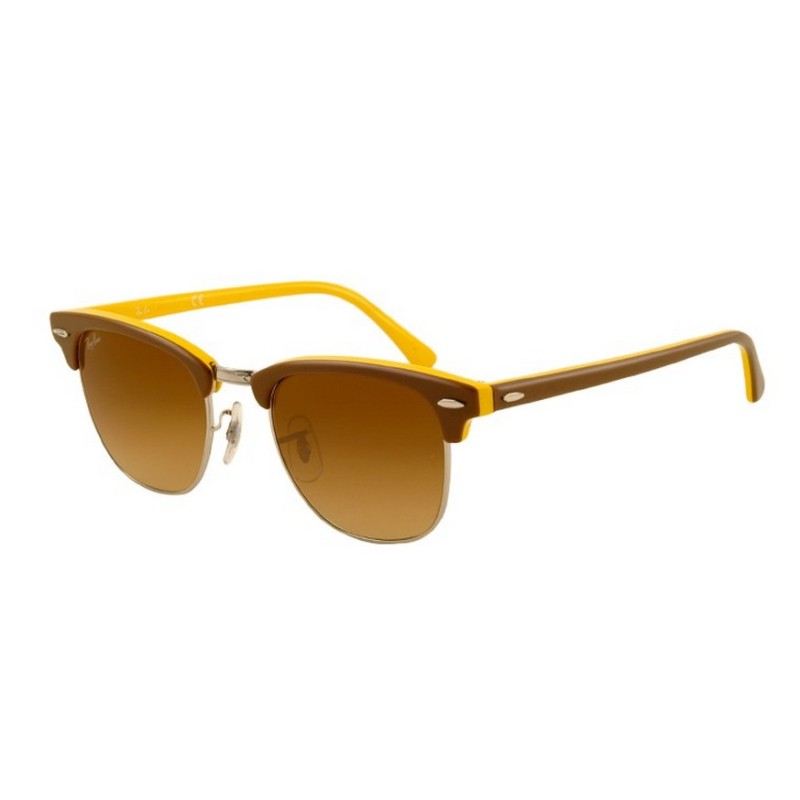 Ray-Ban RB 3016 1104-85 Clubmaster Marron Jaune Argent